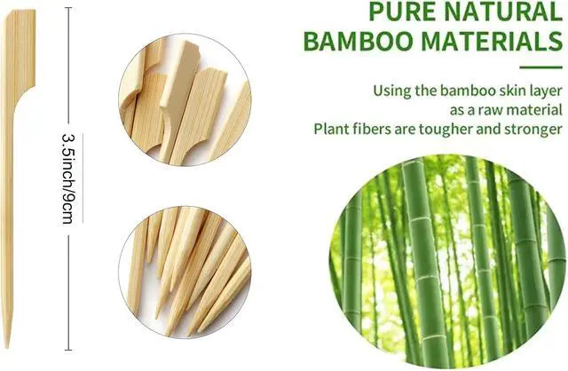 Alt view image 2 of 7 - 3.5 Inch Bamboo Skewers, 300 PCS Bamboo Paddle Wood Picks, Toothpicks for Appetizers, Cocktail Picks for Drinks, Food Picks, BBQ, Sandwich, Barbecue Snacks.