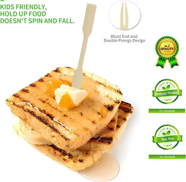 Alt view image 4 of 7 - Mini Bamboo Forks 3.5 Inches, Small Forks Dessert, Cocktail Forks, Double Prong Toothpicks for Appetizer, Disposable Wooden/Wood Food Picks for Charcuterie Board Accessories. 110 PCS