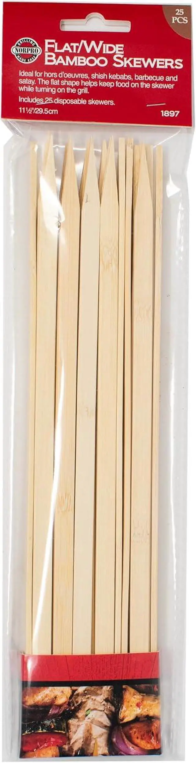 Alt view image 6 of 7 - Norpro 11.5-Inch Flat & Wide Bamboo Grilling Skewers 25 Pcs