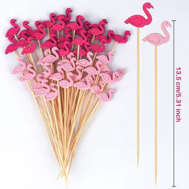 Alt view image 2 of 6 - JtmyAota 100 Pack Flamingo Cocktail Picks, Fancy Toothpicks for Appetizers