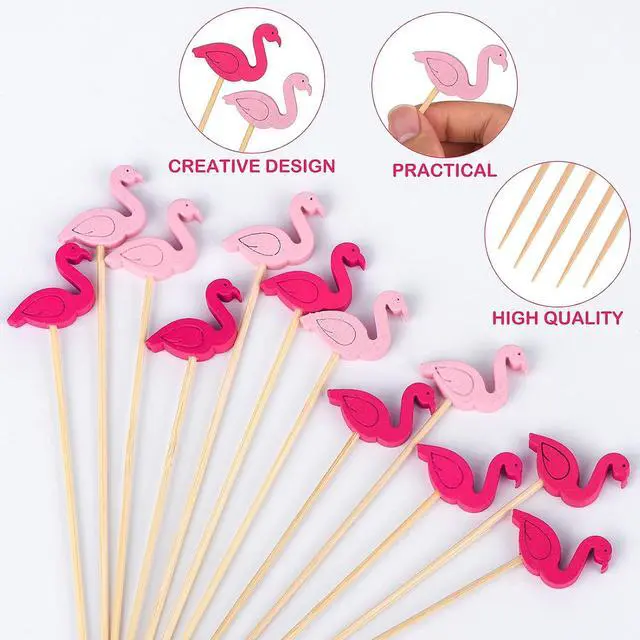 Alt view image 3 of 6 - JtmyAota 100 Pack Flamingo Cocktail Picks, Fancy Toothpicks for Appetizers
