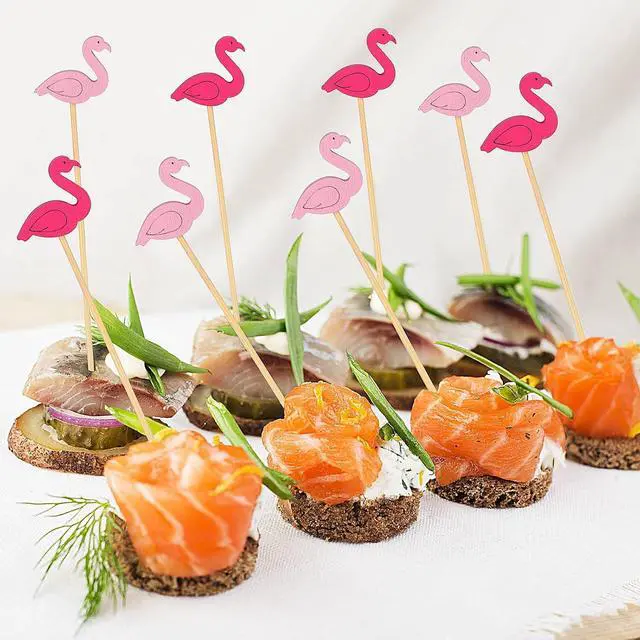 Alt view image 5 of 6 - JtmyAota 100 Pack Flamingo Cocktail Picks, Fancy Toothpicks for Appetizers