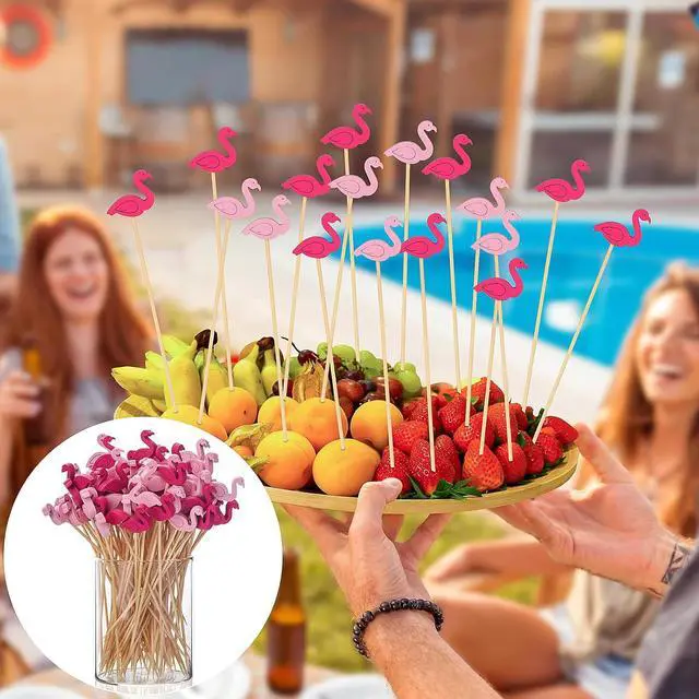 Alt view image 6 of 6 - JtmyAota 100 Pack Flamingo Cocktail Picks, Fancy Toothpicks for Appetizers