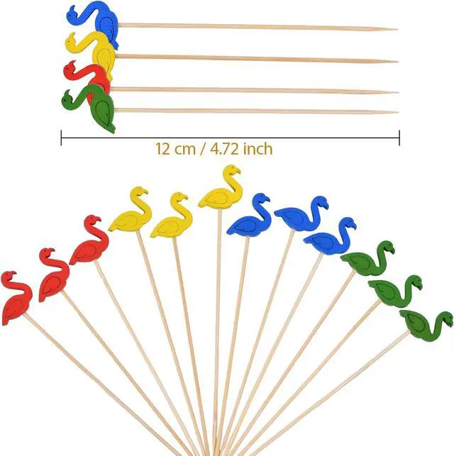 Alt view image 2 of 6 - JtmyAota 100 Pack Flamingo Cocktail Picks, Fancy Toothpicks for Appetizers