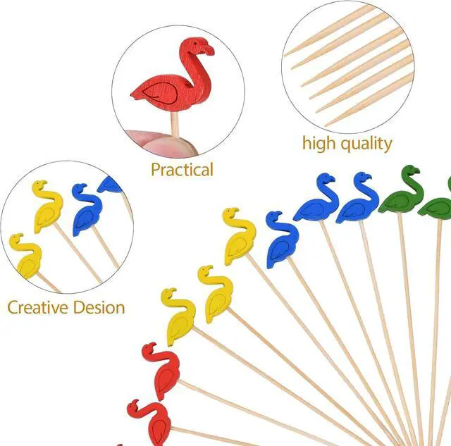 Alt view image 3 of 6 - JtmyAota 100 Pack Flamingo Cocktail Picks, Fancy Toothpicks for Appetizers