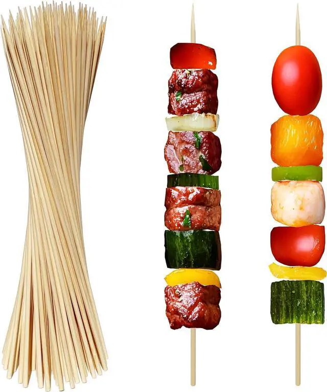 Main image of Bamboo Skewers 10 Inch Wooden Skewers Sticks for Grilling, BBQ, Shish Kabob, Fruit, Yakitori. More Size Choices 8"/12", 100 PCS (10inch X 3mm)