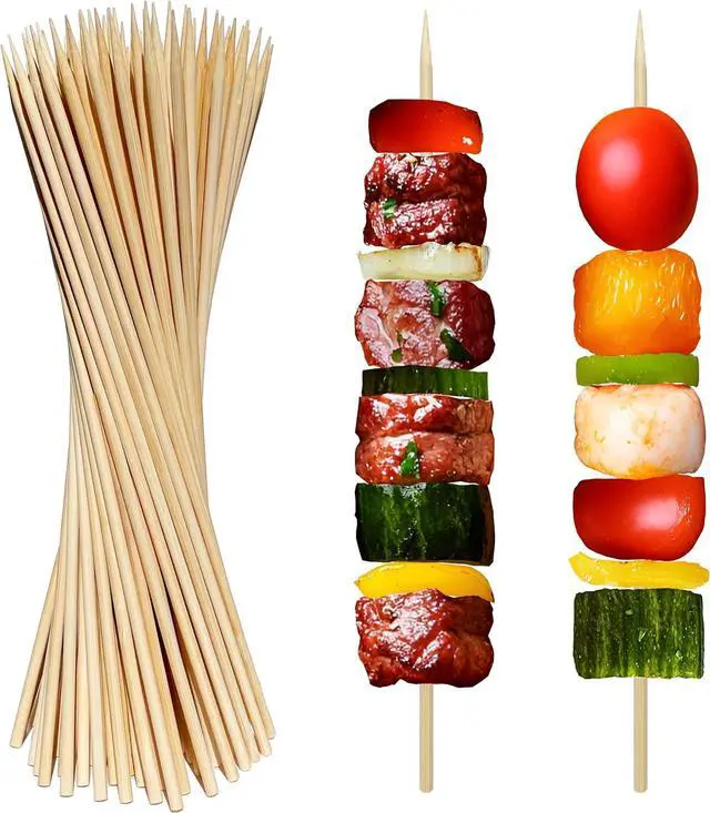 Main image of Bamboo Skewers 10 Inch Wooden Skewers Sticks for Grilling, BBQ, Shish Kabob, Fruit, Yakitori. More Size Choices 8"/12", 100 PCS (10inch X 4mm)