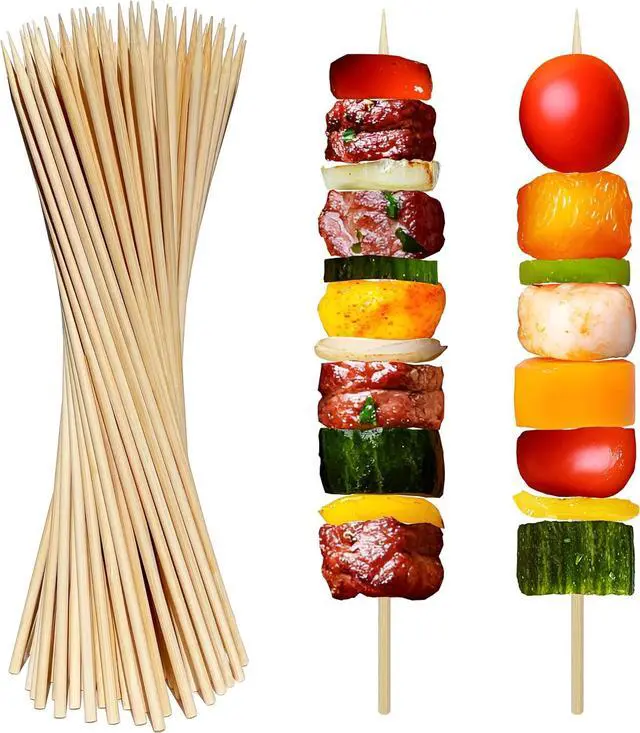 Main image of Bamboo Skewers 12 Inch Wooden Skewers Sticks for Grilling, BBQ, Shish Kabob, Fruit, Yakitori. More Size Choices 8"/10", 100 PCS (12inch X 4mm)