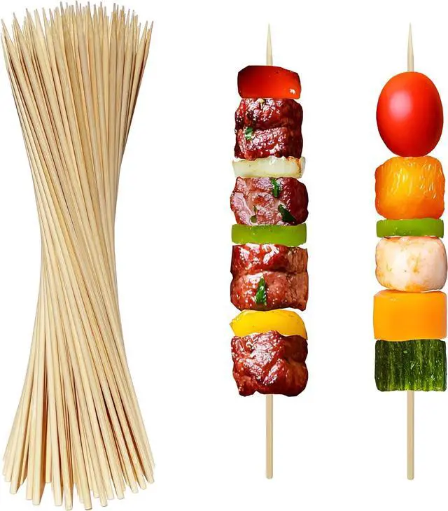 Main image of Bamboo Skewers 8 Inch Wooden Skewers Sticks for Fruit, Kabob, BBQ, Grilling, Yakitori. More Size Choices 10"/12", 100 PCS (8inch X 3mm)