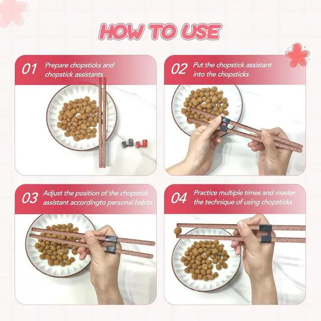 Alt view image 5 of 6 - EAEDMY 7 Pairs Training Kid Adult Chopsticks and Trainers for Beginners, Japanese Wooden Beginners Training Chopsticks Helpers Set, Reusable, Dishwasher Safe, L8.86Inch (4.Wenge)