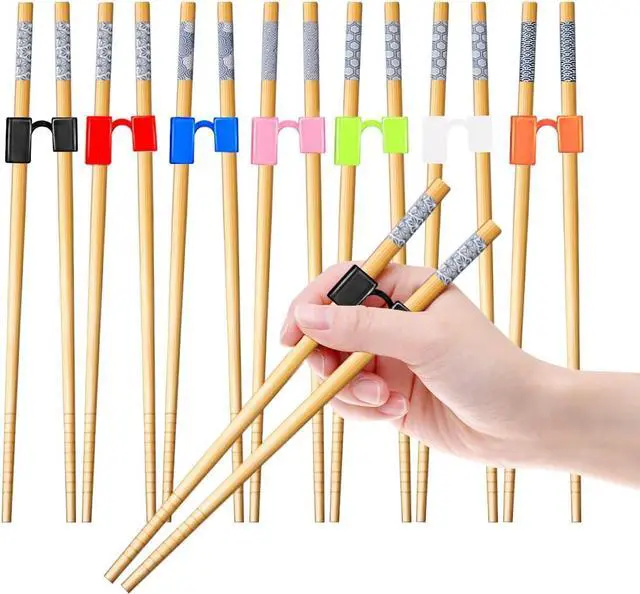 Main image of EAEDMY 7 Pairs Training Kid Adult Chopsticks and Trainers for Beginners, Japanese Wooden Beginners Training Chopsticks Helpers Set, Reusable, Dishwasher Safe, L8.86Inch (2.Japanese pattern B)