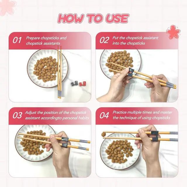 Alt view image 5 of 6 - EAEDMY 7 Pairs Training Kid Adult Chopsticks and Trainers for Beginners, Japanese Wooden Beginners Training Chopsticks Helpers Set, Reusable, Dishwasher Safe, L8.86Inch (2.Japanese pattern B)