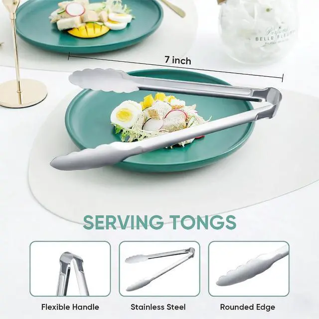 Alt view image 2 of 7 - 12 Pack Buffet Tongs Serving Tongs Stainless steel Kitchen Tongs 7inch