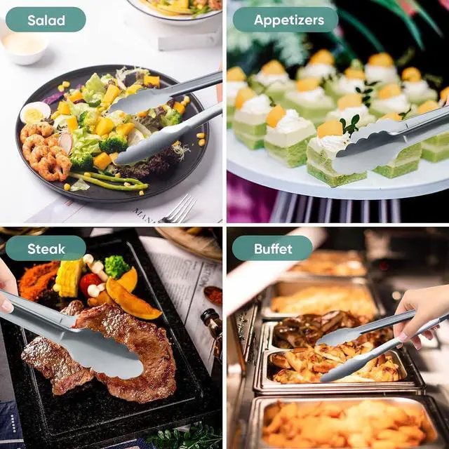 Alt view image 7 of 7 - 12 Pack Buffet Tongs Serving Tongs Stainless steel Kitchen Tongs 7inch