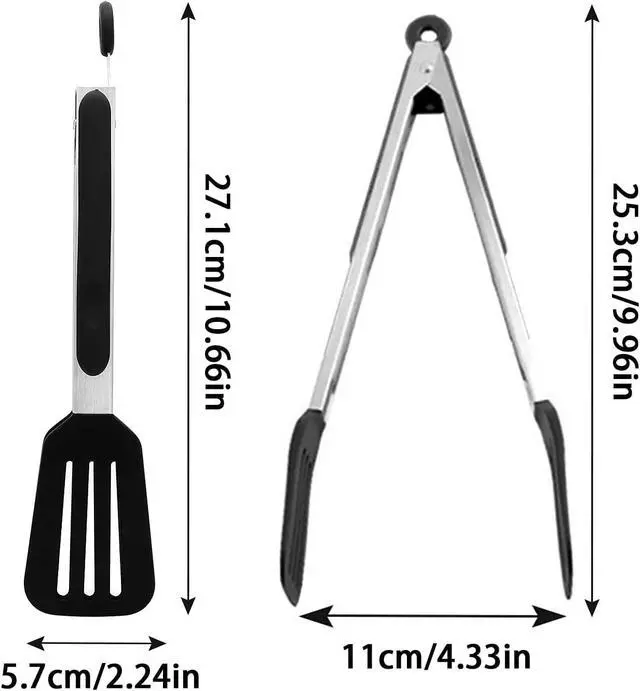 Alt view image 2 of 7 - Cooking Tong 9 inches Stainless Steel Kitchen Silicone Serving Tong