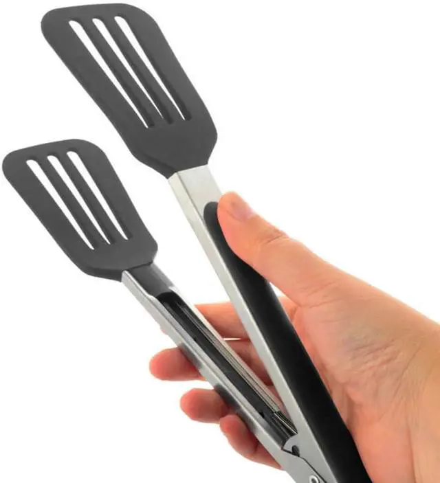 Alt view image 5 of 7 - Cooking Tong 9 inches Stainless Steel Kitchen Silicone Serving Tong