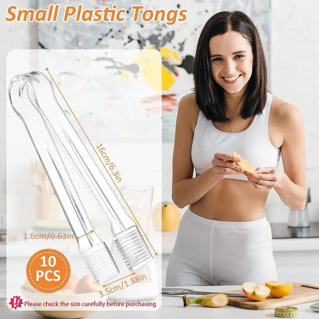 Alt view image 2 of 7 - PEASUG 10 PCS Plastic Serving Tongs, Disposable Plastic Tongs
