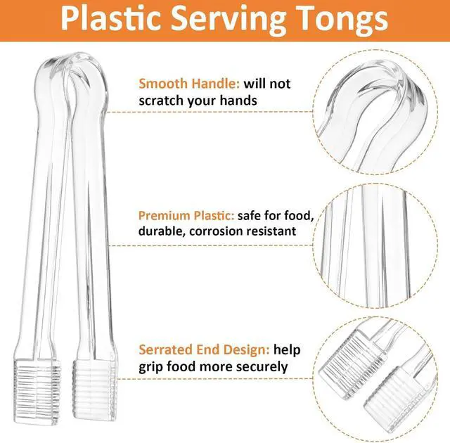 Alt view image 7 of 7 - PEASUG 10 PCS Plastic Serving Tongs, Disposable Plastic Tongs