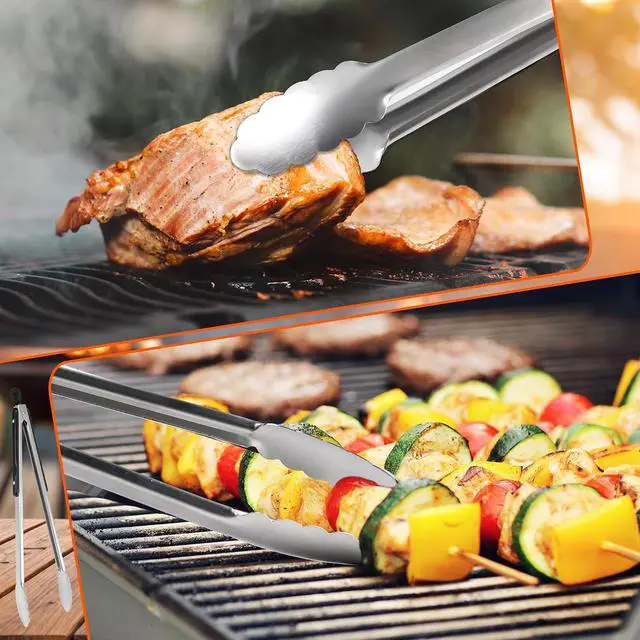 Alt view image 2 of 6 - 17-Inch Long Wood-Handled Stainless Steel BBQ Grill Tongs