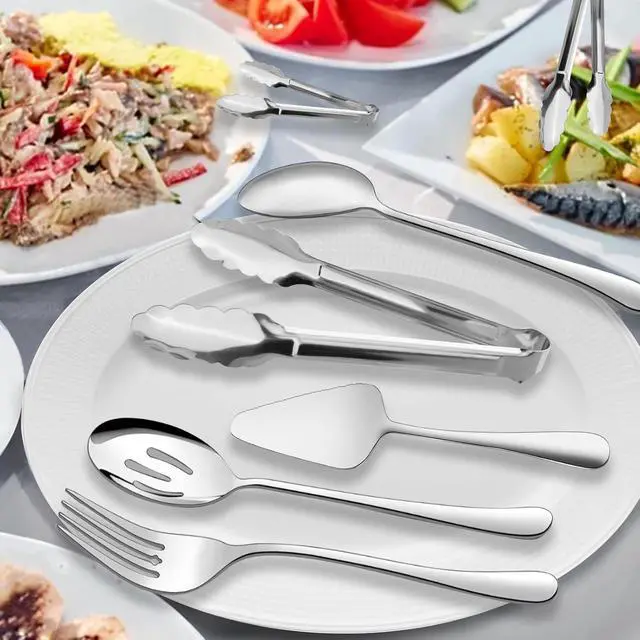 Alt view image 3 of 7 - Serving Utensils,XEVOM 6-Piece Stainless Steel Serving Utensil Set Silver