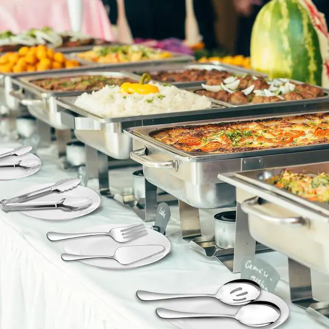 Alt view image 7 of 7 - Serving Utensils,XEVOM 6-Piece Stainless Steel Serving Utensil Set Silver
