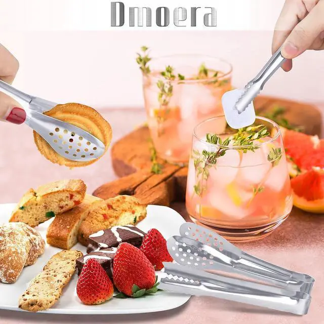 Alt view image 5 of 7 - 12 Pack Premium Small Serving Tongs, Dmoera Mini Stainless Steel Appetizer Tongs, 5Inch,5.2Inch(12.7cm)