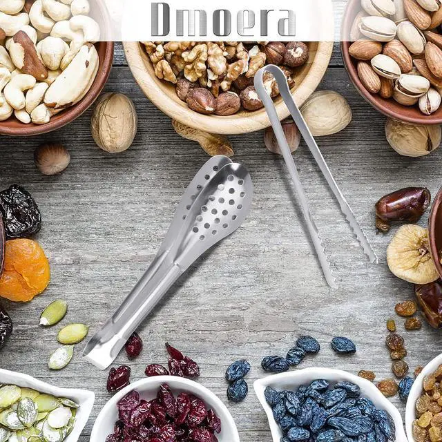 Alt view image 6 of 7 - 12 Pack Premium Small Serving Tongs, Dmoera Mini Stainless Steel Appetizer Tongs, 5Inch,5.2Inch(12.7cm)
