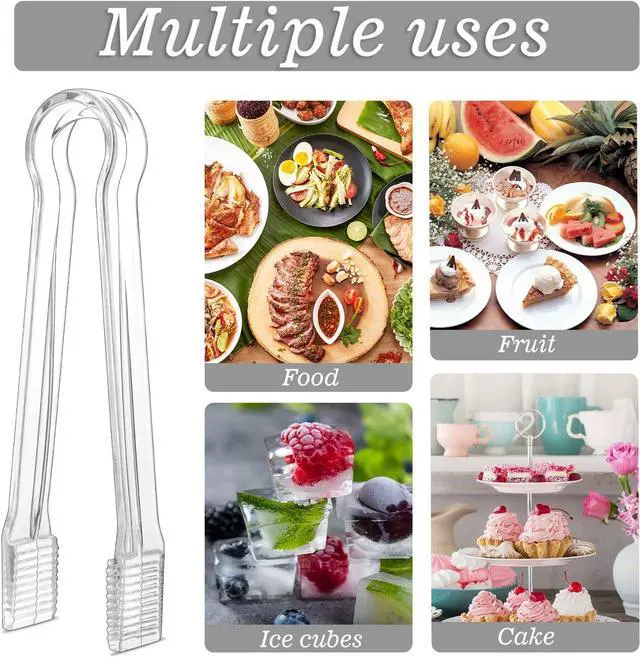 Alt view image 3 of 7 - 6 Pack Clear Plastic Serving Tongs, 6.3 In Small Serving Utensils Ice Tongs