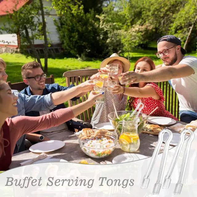Alt view image 7 of 7 - 6 Pack Clear Plastic Serving Tongs, 6.3 In Small Serving Utensils Ice Tongs