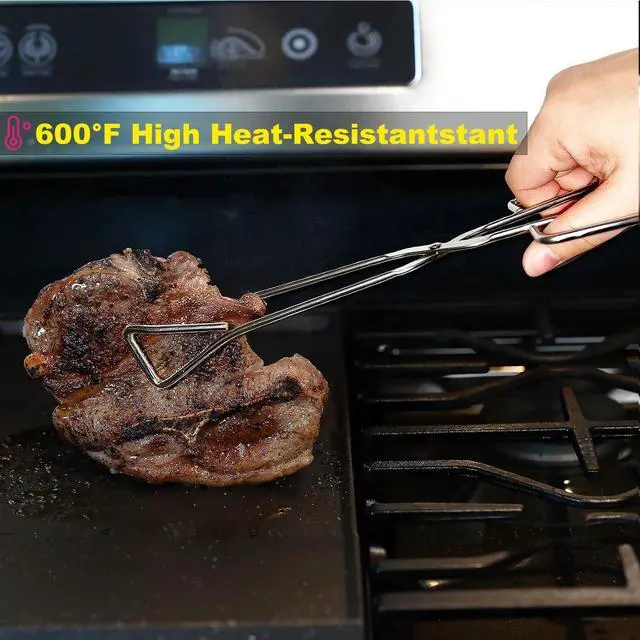 Alt view image 3 of 7 - Hiash 11" Heavy Duty Stainless Steel Kitchen Scissor Tongs with Comfortable Ergonomic Grip, Heat Resistant tongs for Cooking & BBQ