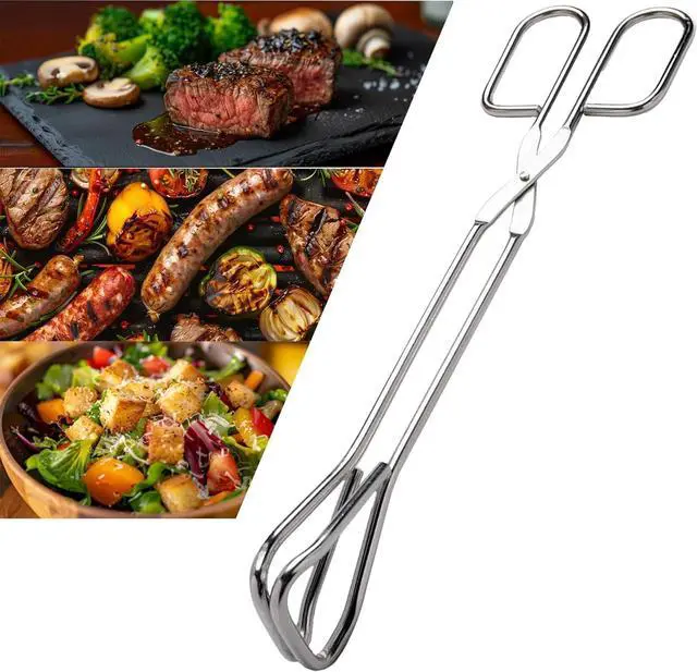Alt view image 7 of 7 - Hiash 11" Heavy Duty Stainless Steel Kitchen Scissor Tongs with Comfortable Ergonomic Grip, Heat Resistant tongs for Cooking & BBQ
