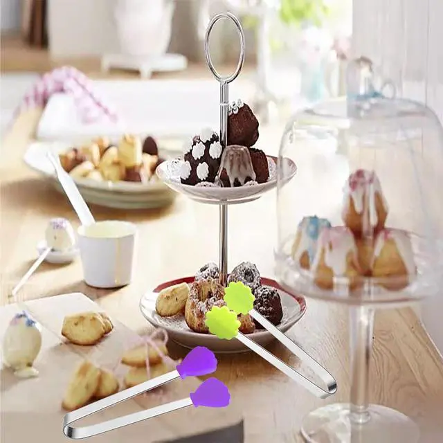 Alt view image 3 of 7 - 10PCS Silicone Mini Tongs, 5Inch Hand Shape Food Tongs, Colourful Small Kids Tongs for Serving Food, Ice Cube, fruits, Sugar, Barbecue by Sunenlyst (Palm flower assorted)