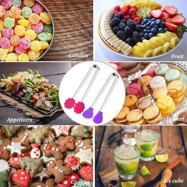 Alt view image 4 of 7 - 10PCS Silicone Mini Tongs, 5Inch Hand Shape Food Tongs, Colourful Small Kids Tongs for Serving Food, Ice Cube, fruits, Sugar, Barbecue by Sunenlyst (Palm flower assorted)