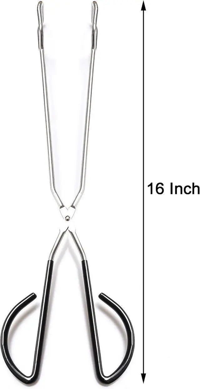 Alt view image 2 of 6 - Hiash 16 Inch Extra Long Stainless Steel Kitchen Scissor Tongs, Non-Slip Comfortable Red Grip, Heat Resistant for BBQ and Cooking