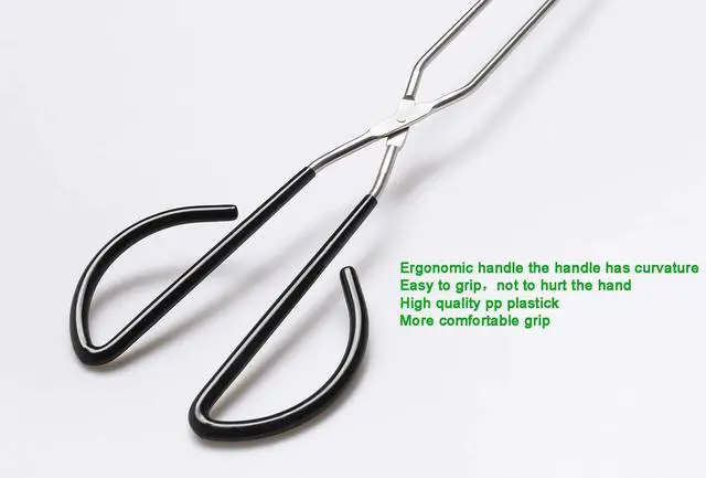 Alt view image 3 of 6 - Hiash 16 Inch Extra Long Stainless Steel Kitchen Scissor Tongs, Non-Slip Comfortable Red Grip, Heat Resistant for BBQ and Cooking