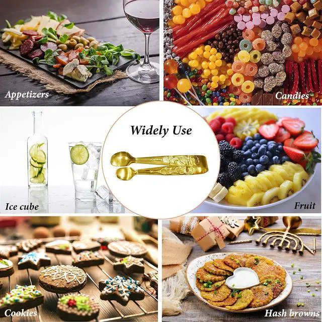 Alt view image 7 of 7 - 3PCS Mini Serving Tongs, 4Inch Rose Stainless Steel Sugar Cube Tongs, Sliver Small Ice Tong for Tea and Coffee Party, Appetizers, Desserts by Sunenlyst (Gold)