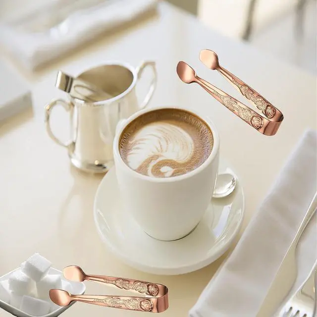Alt view image 4 of 7 - Mini Serving Tongs, 6PCS Small Rose Sugar Cube Tong, Small serving tongs Stainless Steel Ice Tong, 4Inch Rose Gold tongs for Kitchen, Appetizers, Coffee Bar, Salad, Desserts and Charcuterie Board