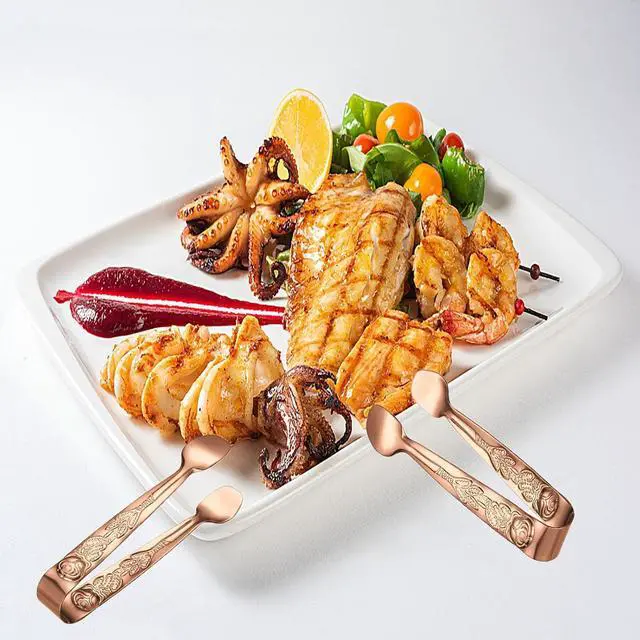 Alt view image 5 of 7 - Mini Serving Tongs, 6PCS Small Rose Sugar Cube Tong, Small serving tongs Stainless Steel Ice Tong, 4Inch Rose Gold tongs for Kitchen, Appetizers, Coffee Bar, Salad, Desserts and Charcuterie Board