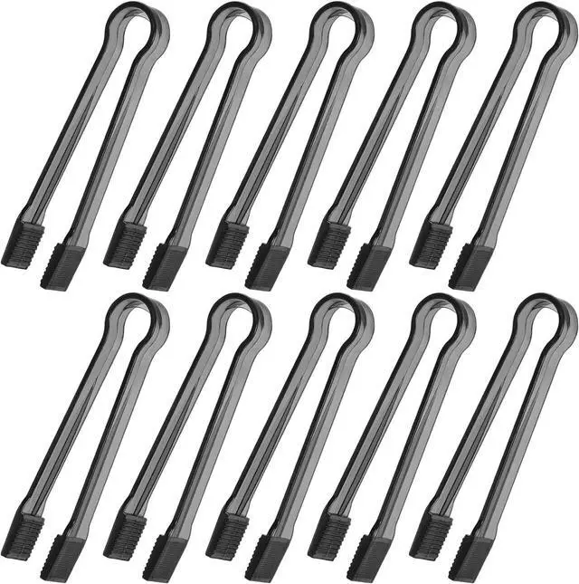 Main image of 10 Pcs Plastic Buffet Serving Tongs, Clear Black Kitchen Tongs Mini Serving Utensil Tongs for Food Ice Salad Buffet Barbecue Cookies, 6.3 Inches