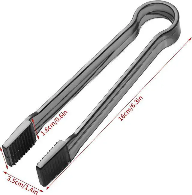 Alt view image 2 of 7 - 10 Pcs Plastic Buffet Serving Tongs, Clear Black Kitchen Tongs Mini Serving Utensil Tongs for Food Ice Salad Buffet Barbecue Cookies, 6.3 Inches