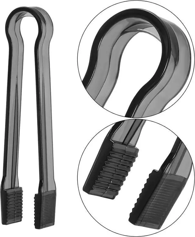 Alt view image 3 of 7 - 10 Pcs Plastic Buffet Serving Tongs, Clear Black Kitchen Tongs Mini Serving Utensil Tongs for Food Ice Salad Buffet Barbecue Cookies, 6.3 Inches
