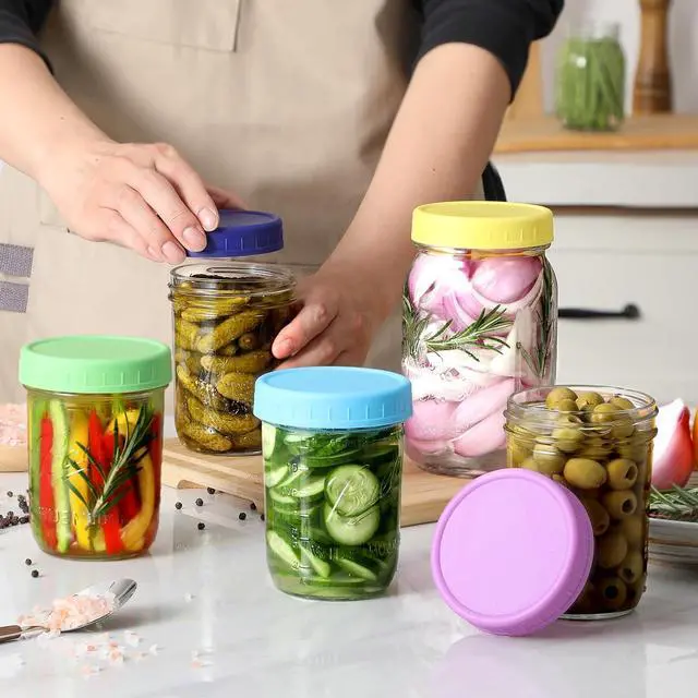 Alt view image 4 of 7 - 10 Pack Plastic Wide Mouth Mason Jar Lids for Ball, Kerr and More - Multicolor Storage Caps for Mason Jars, Canning Jars - Leak-Proof, Dishwasher Safe & Food Grade