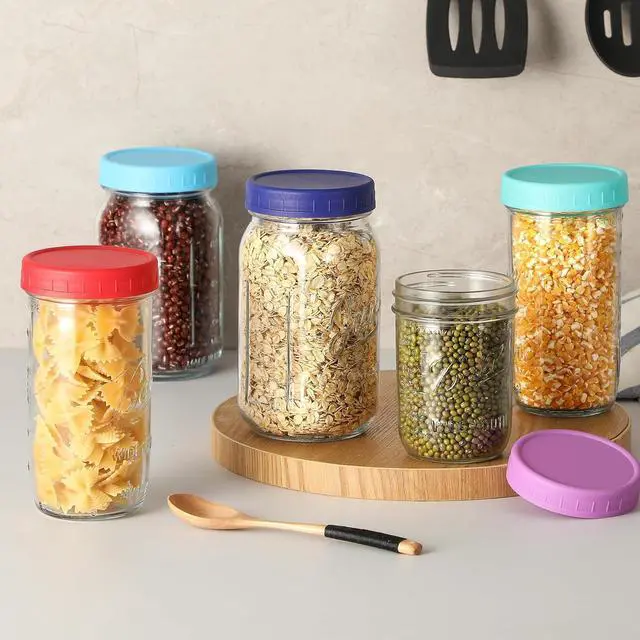 Alt view image 6 of 7 - 10 Pack Plastic Wide Mouth Mason Jar Lids for Ball, Kerr and More - Multicolor Storage Caps for Mason Jars, Canning Jars - Leak-Proof, Dishwasher Safe & Food Grade