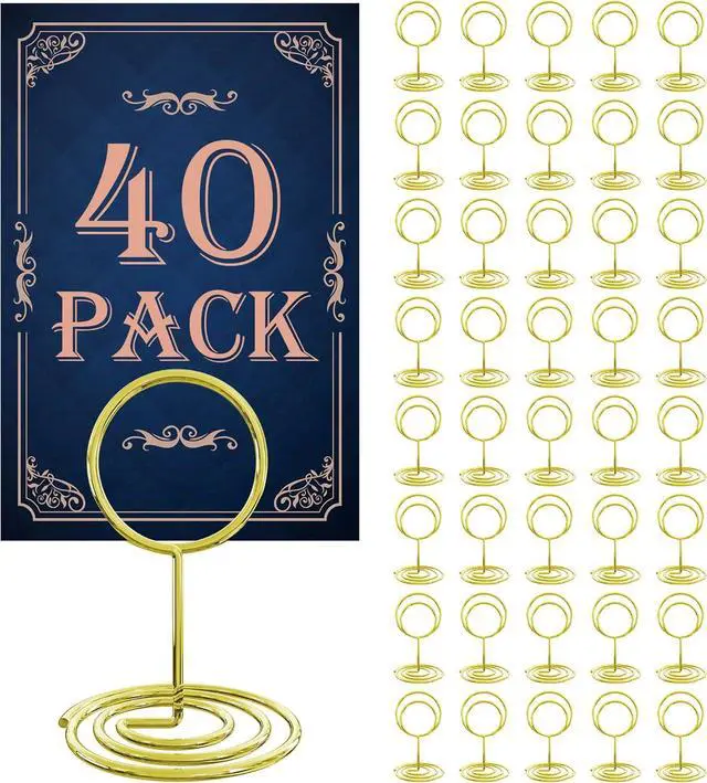 Main image of 40PCS Table Number Holders, Place Cards Holder, Mini Food Labels Menu Holder, Photo Holders, Idea For Centerpieces, Wedding, Birthday, Party Decoration (Gold) (kt-009)