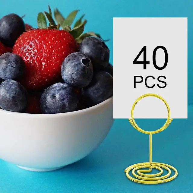 Alt view image 6 of 7 - 40PCS Table Number Holders, Place Cards Holder, Mini Food Labels Menu Holder, Photo Holders, Idea For Centerpieces, Wedding, Birthday, Party Decoration (Gold) (kt-009)