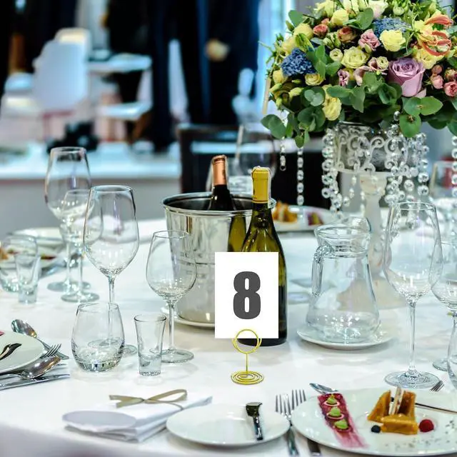 Alt view image 7 of 7 - 40PCS Table Number Holders, Place Cards Holder, Mini Food Labels Menu Holder, Photo Holders, Idea For Centerpieces, Wedding, Birthday, Party Decoration (Gold) (kt-009)