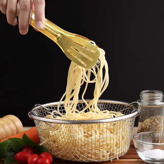 Alt view image 6 of 7 - JCREN Serving Tongs 6 Pack Stainless Steel Buffet Tongs Kitchen Tongs, Small Tongs Gold Tongs Serving Utensils for Party Catering, Gold,7 Inch