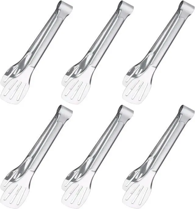 Main image of 6PCS Serving Tongs, 7Inch Buffet Tongs, Stainless Steel Food Tong Small Serving Utensils for Cooking, Entertaining, Salad, Barbecue, Buffet, Toast and Steak by Sunenlyst