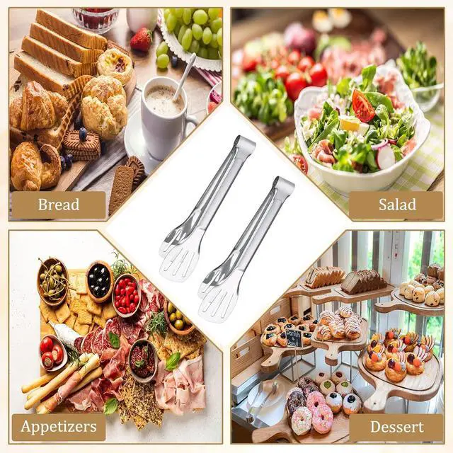 Alt view image 7 of 7 - 6PCS Serving Tongs, 7Inch Buffet Tongs, Stainless Steel Food Tong Small Serving Utensils for Cooking, Entertaining, Salad, Barbecue, Buffet, Toast and Steak by Sunenlyst