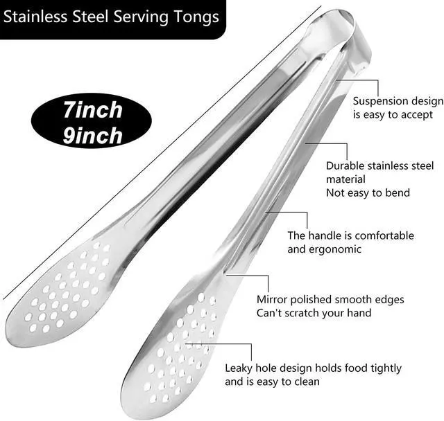 Alt view image 2 of 7 - 6 Pack Buffet Tongs,Stainless Steel Serving Tongs Serving Utensils 7Inch
